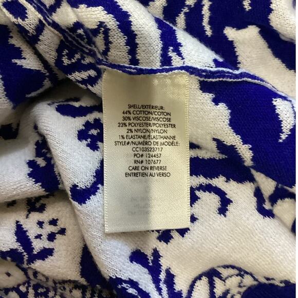 Alice + Olivia Bradford Paisley Grandpa Cardigan Blue White Size Large Sweater - Picture 13 of 14